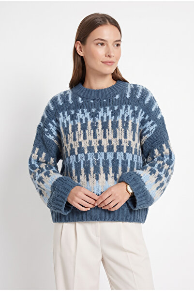 zenne Patterned Trko Sweater T2609 - Blue
