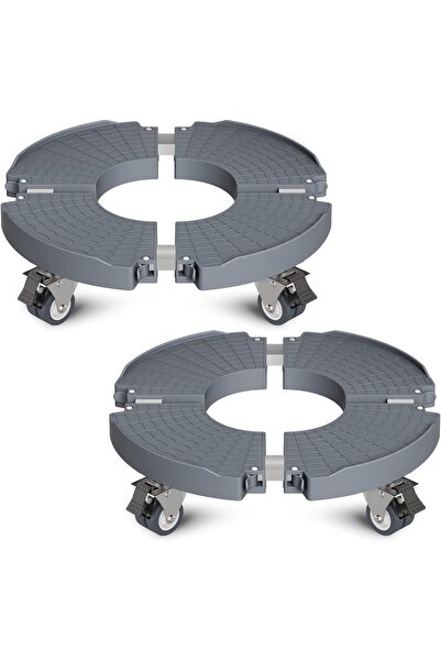WELDUN Set de 2 suporturi mobile reglabile pentru ghivece de flori, diametru 40-54 cm, capacitate 200 kg, 4 roți duble pivotante la 360 de grade cu frână, impermeabile, pentru interior și exterior, accesorii de montaj, gri