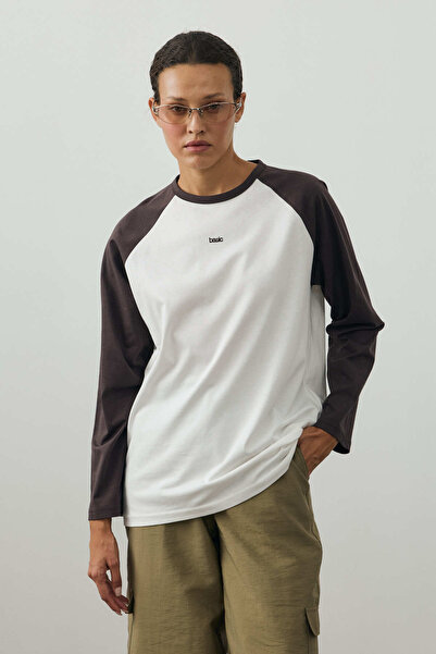 Fahhar Combined Raglan Sleeve T-Shirt Brown