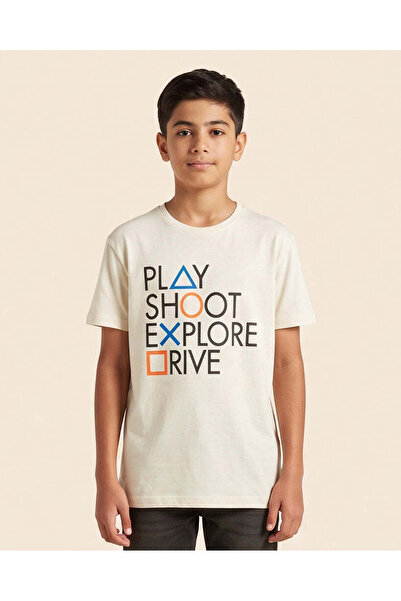 REDTAG Senior Boys Ivory Printed T-Shirt
