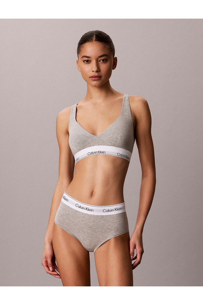 Calvin Klein Kadın Pamuk Modal Balensiz Push Up Üçgen Kaplı Çıkarılabilir Dolgulu Gri Bralet