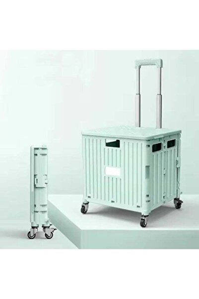 DUNISO Folding shopping cart, portable small cart with lid and two pulleys, a...