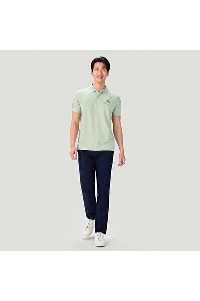 Giordano Men's Slim Fit 3D Lion Embroidery Lycra Pique Polo