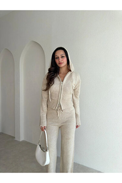 Mooi Butik ESCAPE Triko Takım 8606 - Krem Rengi