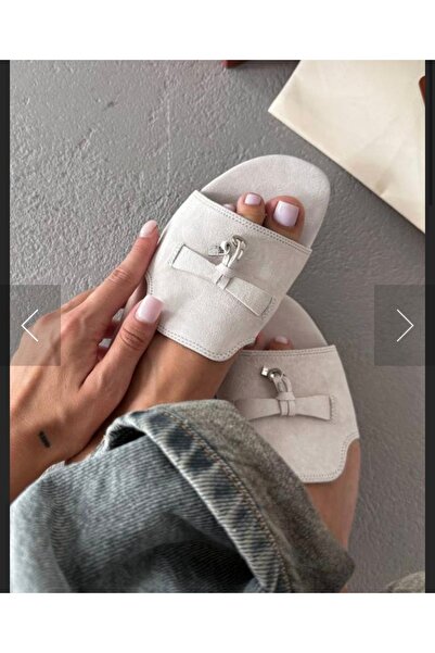 PAMİR Suede Slippers with Buckle Detail