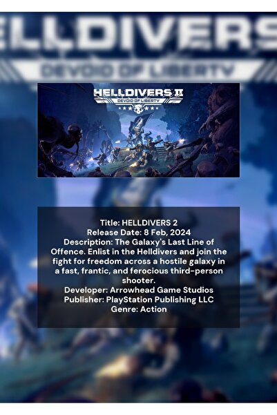 OEM Αφίσα Ινφογραφικό HELLDIVERS 2, Παιχνίδι Co-op Shooter SF, Χαρτόνι Premiu...
