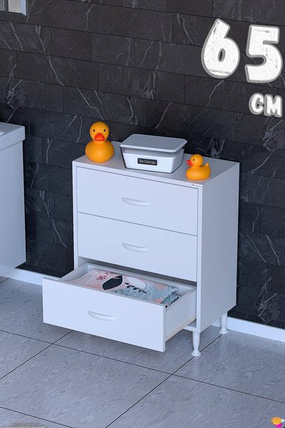 Modilayn SÖKE 65 cm Çok Amaçlı 3 Derin Çekmeceli Komidin