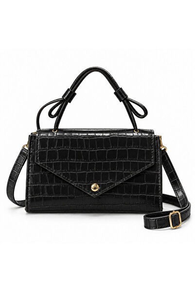 bag&more Beyaz Kroko Desenli Zarf Kapaklı Ayarlanabilir Askılı Kadın El ve Om...