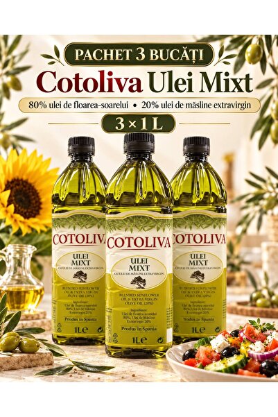 COTOLIVA Ulei Mixt, 80% Floarea-Soarelui și 20% Măsline Extravirgin, pachet 3...
