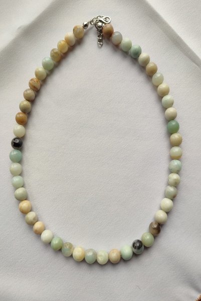 c-bhadu naturel Certified 8 mm Amazonite Natural Stone Necklace
