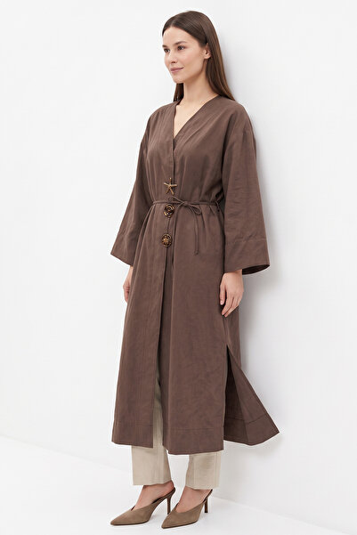 zenne Brooch Detailed Cap 9148 - Brown