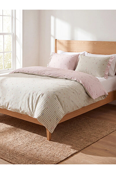 LC Waikiki Lcw Home Mixed Floral Patterned Gingham Double Duvet Cover Set