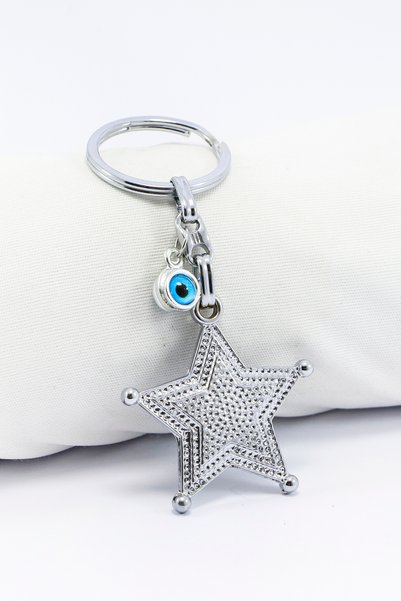 biuti Breloc metalic cu stea texturată și ochi de protecție, accesoriu pentru...