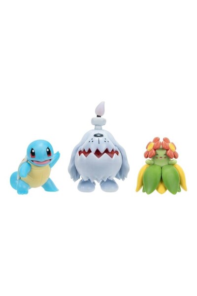 Jazwares Set de luptă Pokemon cu 3 figurine: Squirtle, Greavard și Bellossom