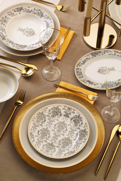 Kütahya Porselen Damask 27 Parça 6 Kişilik Yemek Takımı