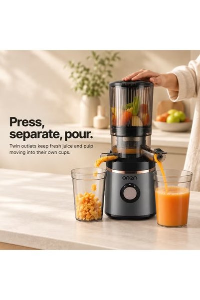Orien Tornado OT-J-28 Slow Juicer, 250W Spiral Auger, Juice & Pulp Separation, Compact Design, 220–240V