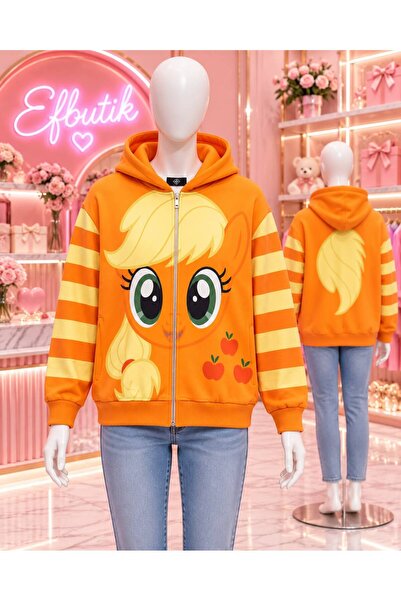 EFBUTİK Turuncu My Little Pony Applejack Kapüşonlu Şardonlu Hırka