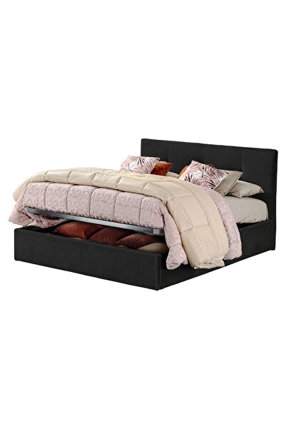 Timflex Pat Rabatabil cu Lada Depozitare Giorno Promo 180x190 cm Catifea Negru