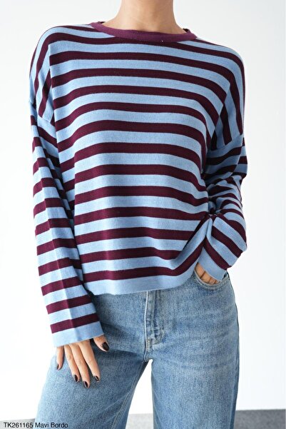 Lupies Women's Striped Long Sleeve Knitwear Sweater