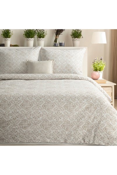 Eurofirany Lenjerie de pat din satin 160x200 Geometric Bej închis