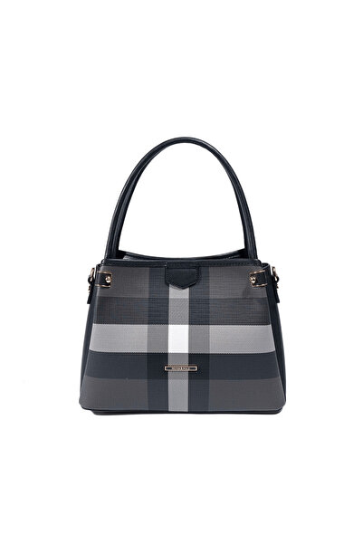 Silver Polo Schwarz - Schwarz karierte Damenhandtasche SP1254