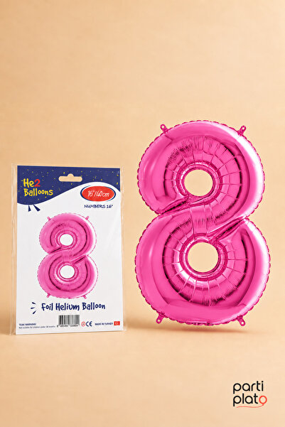 He2 Balloons Pink Foil Balloon Number 8, 16 Inches 40 Cm, 8 Year Old Balloon,...