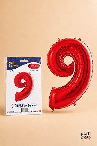 He2 Balloons Red Foil Balloon Number 9 16 Inch 40 Cm, 9 Year Old Balloon, Bir...