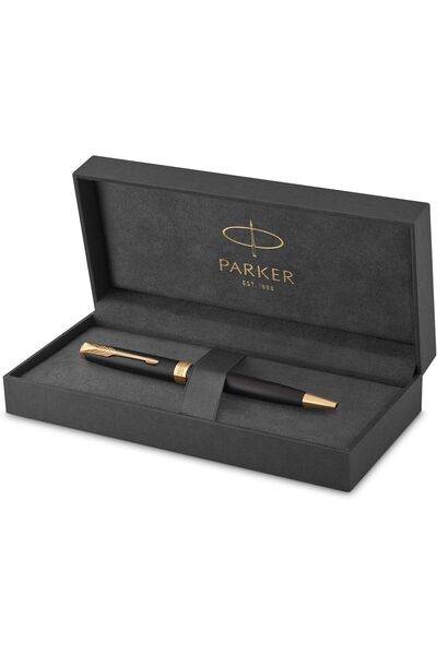 Parker قلم حبر جاف سونيت سليم، أسود مطفي وذهبي، حجم متوسط، مع علبة هدايا