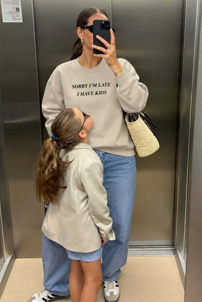 Monila Women's Premium Fabric 3 Thread Raised Letter Printed Sweatshirt