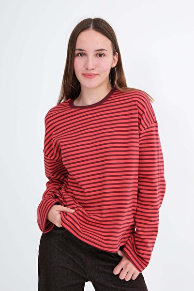 Addax Bisiklet Yaka Çizgili T-shirt B07057