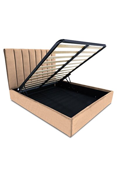 Timflex Pat Rabatabil cu Lada Depozitare ELI 120x190 cm Piele ecologica Beige