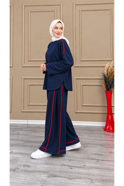 onlymoon Women's 100% Cotton Hijab 2-Thread Stripe and Pleated Detailed Top a...
