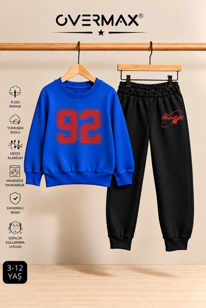 OVERMAX 92 Printed Children's Crew Neck Sweatshirt Tracksuit Set - Ages 3-12
