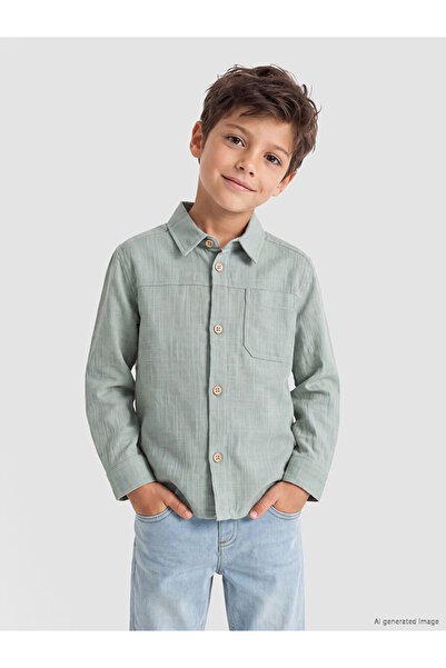 LC Waikiki Ozmarka New Season Khaki Long Sleeve Boys' Shirt