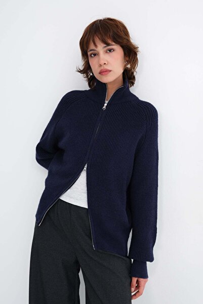 Addax Zippered Knitwear Cardigan H3574