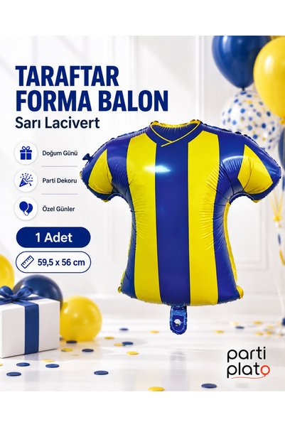 ikm balon Sarı Lacivert Taraftar Forma Folyo Balon 59,5x56 cm Doğum Günü Part...