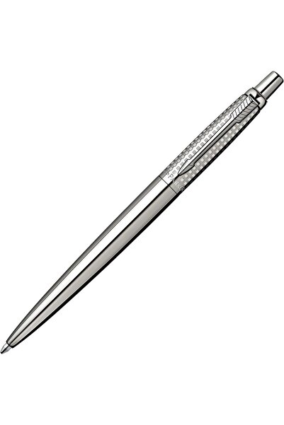 Parker قلم حبر جاف فاخر من الفولاذ المقاوم للصدأ بتصميم مائل