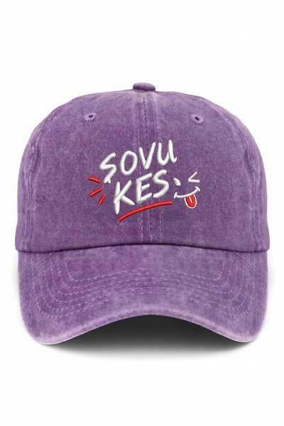 ŞapkaMania Şovu Kes Embroidered Purple Washed Unisex Vintage Cap