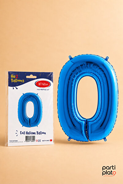 He2 Balloons Blue Foil Balloon 0 Number 16 Inch 40 Cm, Number Balloon, Birthd...