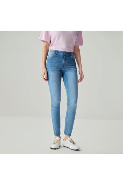 Giordano Women's Stretch Denim High Waist Slim Taper Jeans