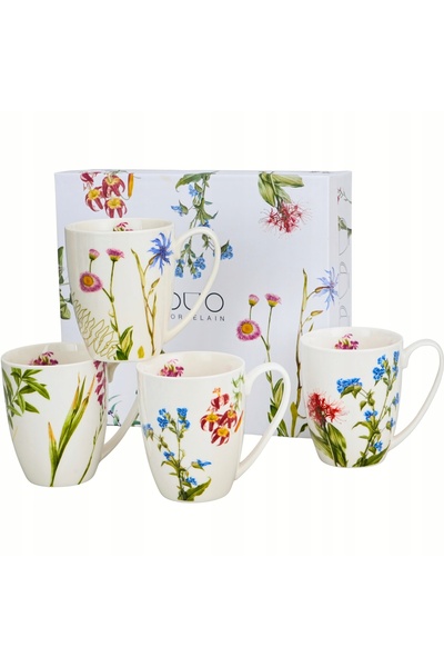 Duo SET DE 4 CĂNI DIN PORȚELAN CULOARE NATURALĂ 360 ml set cadou
