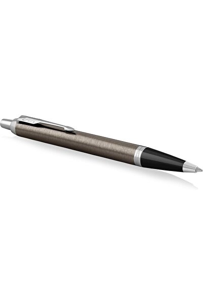 Parker قلم حبر جاف IM، برأس متوسط، حبر أزرق، لون إسبرسو داكن مع حواف كروم
