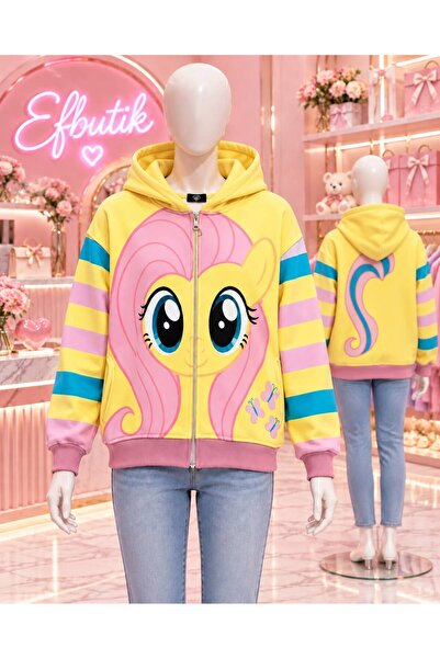 EFBUTİK Sarı My Little Pony Fluttershy Kapüşonlu Şardonlu Hırka