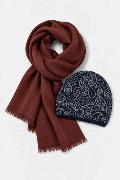 D'S Damat Ds Damat Brown Scarf Beret Set
