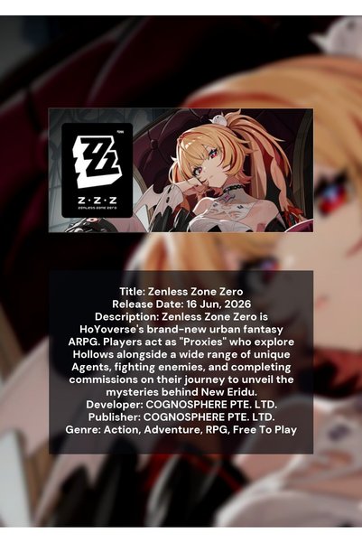 OEM Плакат Инфографика Zenless Zone Zero, RPG екшън игра, Картон 250гр, А4