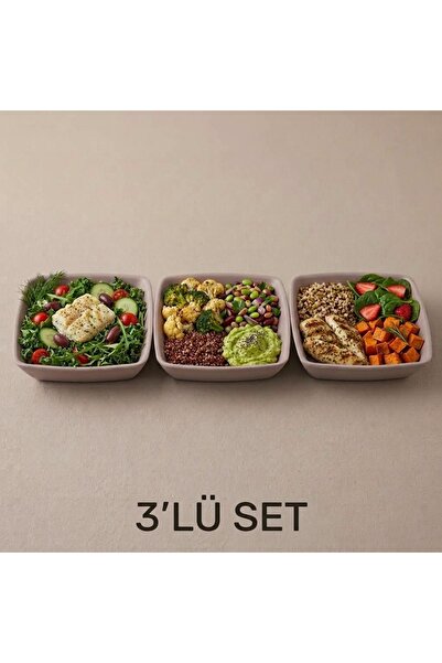 Righton 3'lü Set 17.5 cm Derin Kare Yetişkin / Çocuk Yemek ve Piknik Tabağı -...