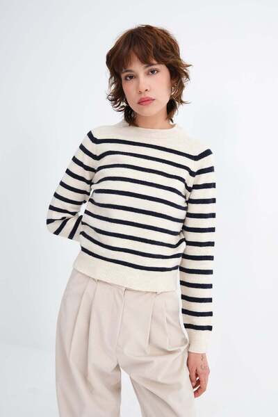Addax Striped Knitwear Sweater K3534