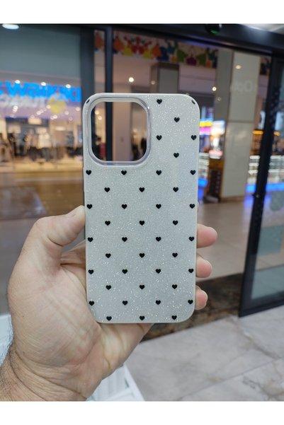 lucek cases غطاء هاتف آيفون 16 برو بنمط قلب فضي لامع بتصميم براق