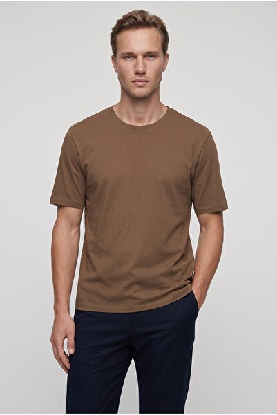 D'S Damat Ds Damat Slim Fit Caramel Crew Neck 100% Cotton Breathable T-Shirt