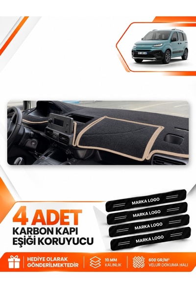 e-biz Fi̇at Doblo (2023-2026) Compatible Front Cover Glove Box Protection Mat...